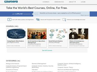 Unas 33 instituciones de los Estados Unidos y otros países dictan más de 200 cursos en el portal de Internet Coursera. El sitio cuenta con 1,3 millones de alumnos registrados